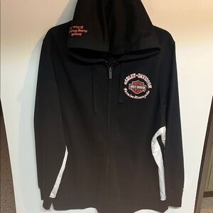 Harley-Davidson Black zip up sweatshirt with White Accents Size 1X